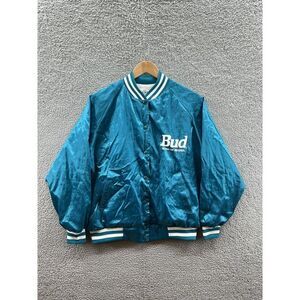 Bud King Of Beers Official Product Made In USA Teal Varsity Jacket Size Large